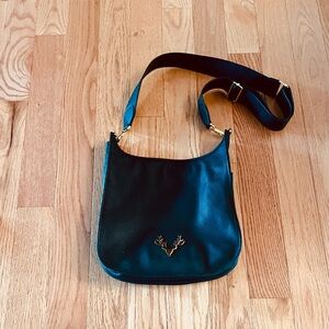 Taxidermy Black Leather Large Sayre Sling Crossbody w/Python shoulder strap